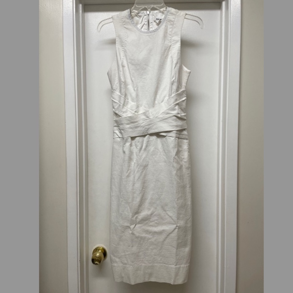 Helmut Lang White Dress w Lamb Leather Trim